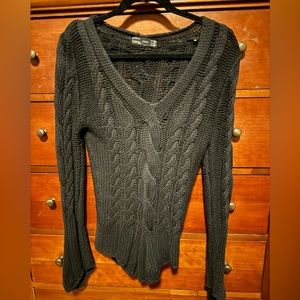Zara v Neck Cable Neck Black Sweater Size M